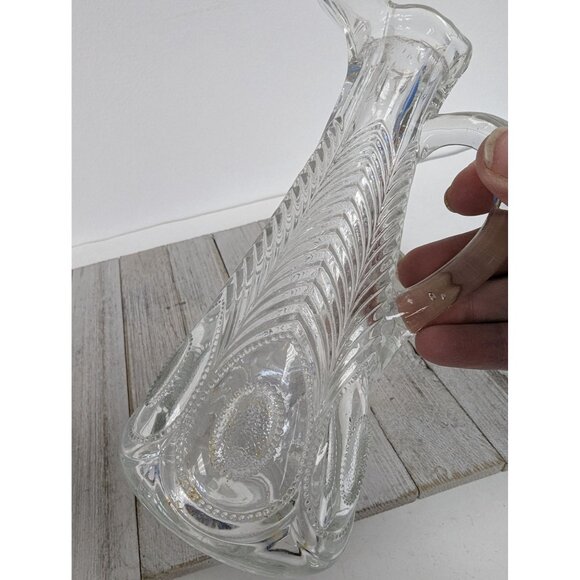 1902 EAPG Georgia Pattern Peacock Eye Feather Cut Glass Cruet Oil No Stopper - Picture 3 of 7